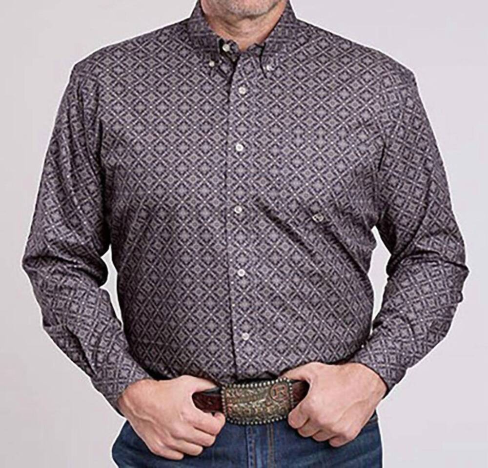 NEW ROPER amarillo night shade button shirt in grey